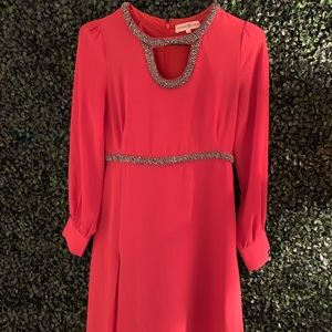 Anthropologie burnt orange silver beaded dress